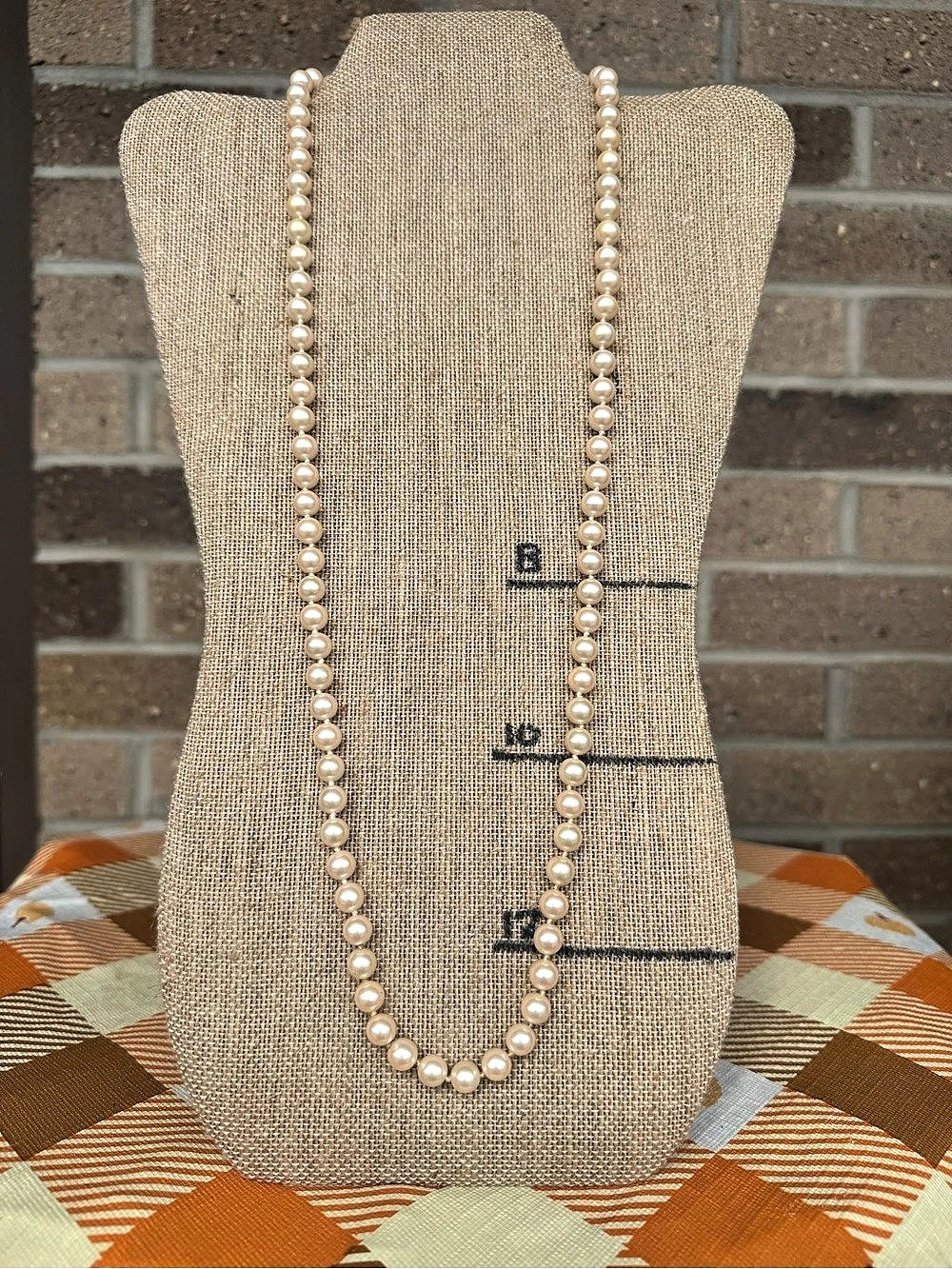Vintage Hand-Knotted Cream Faux Pearl Opera Length Strand Necklace